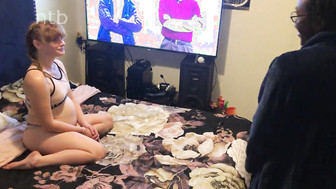 Sexy redhead gets that BBC bareback and receives creampie from her black lover