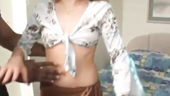 Skinny ginger babe gets both her holes drilled by black lover and his asian friend