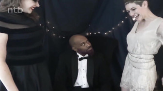 Fucking together and enjoying black stud's cum