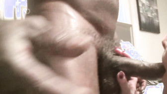 Hot white wife works hard on her big black cock and milks hard black balls dry