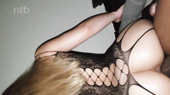 Horny white wife gets that black lover's cum all over her bald pussy