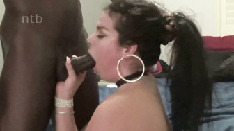 Hot brunette takes big black cock