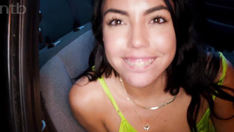 Car fucking slutty brunette and black guy with huge cock