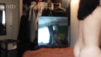 Slutty amateur brunette girl sucks and fucks black cock