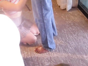 Stretching and creaming white pussy before hubby loaded her too