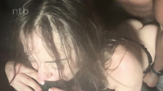 Horny brunette in action with hung black stud while her hubby was watching