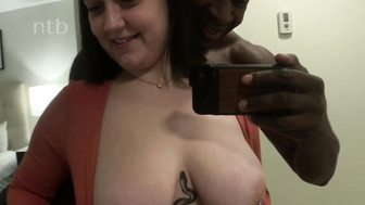 Sexy brunette with thick eyebrows, big ass and big boobs for that hung black bull