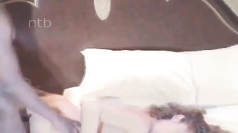 Redhead white MILF gets fucked by hung black studs in front of camera