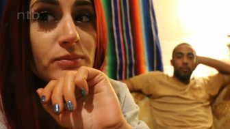 Sexy amateur redhead with tattoo and her black boyfriend