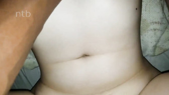 Milky skinned white babe sucks and fucks that big black cock bareback