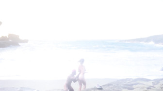 Beach Fun  - hotwife and black guy with huge dick