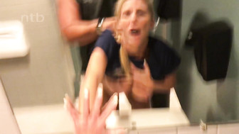 Amateur busty blonde got used in bathroom