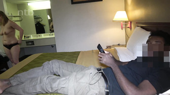 Blond white MILF  came into her black stud's hotel room