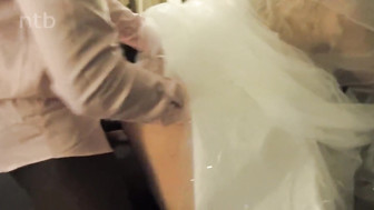 Horny white bride gets that shaved pussy banged by her hung black bull