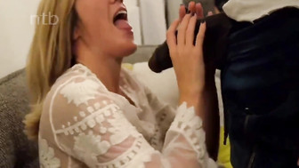 Cuckold blond enjoys that huge black dong in every corner of her house