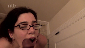 Sexy wife washes big black cock and gets creampie on her face