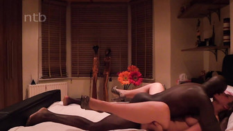 Sexy cuckold white wife spreads her legs wide for her endowed black stud
