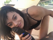 Huge black guy fucks horny brunette girl bareback on the boat