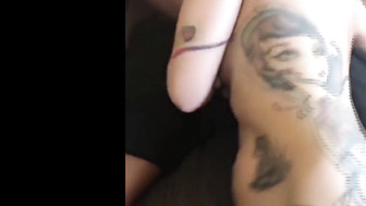 Two big black dicks and slutty white MILF in kitchen