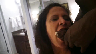 Insatiable cuckold white wife gets her mouth loaded with black cum
