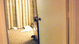 Hubby was kicked out and had to film from the other room