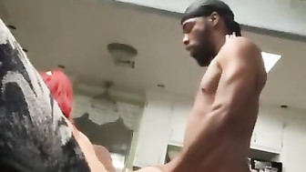 Black man gives it to white girl on the couch