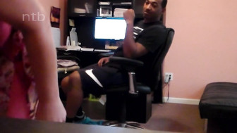 Cuckold white milf enjoys huge black dick bareback in her shaved pussy