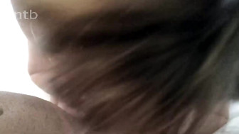 Gagging on big black dick while trying to swallow and riding