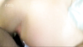 Gagging on big black dick while trying to swallow and riding