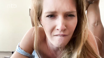 Sexy white girl with pretty smile takes huge BBC in her tight ass