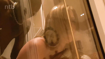 Gorgeous blond enjoys huge black dick bareback in front of her husband