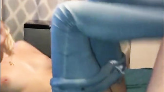 Teen blond babe enjoys big black dick stretching her tight asshole bareback