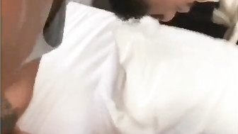 That sexy white wife enjoyed two big black cocks while her hubby was filming