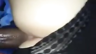 Black cock deep in pink white pussy