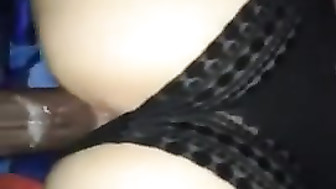 Black cock deep in pink white pussy