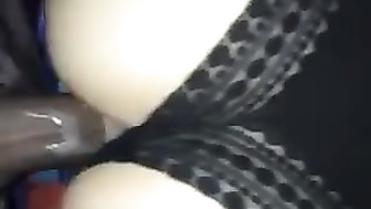 Black cock deep in pink white pussy