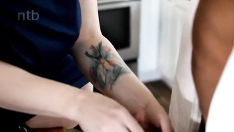 Fucking that ginger bareback and leaving huge deposit inside her wet pussy