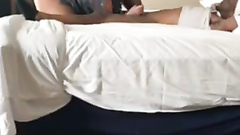 Husband watches his wife sucking big black cock in hotel part 1