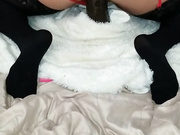 Sexy wife fucks her huge BBC dildo