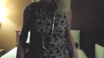 Cuckold blond gets messy creampie on her face after fucking that BBC bareback