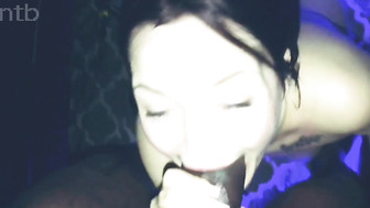 Messy blowjob and bareback fucking with that enormous black dick