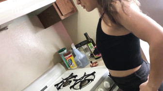 Curly white babe welcomes that big black cock bareback in her big ass