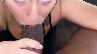 Blonde surprised with huge black cock