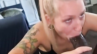 Blonde surprised with huge black cock