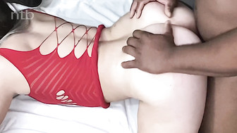 Sexy white mare gets fucked and impregnated by that endowed black stud