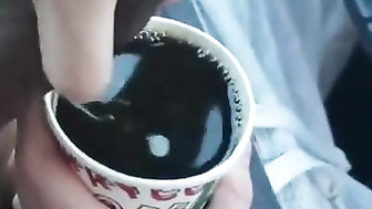 Dirty white girl cum-coffee