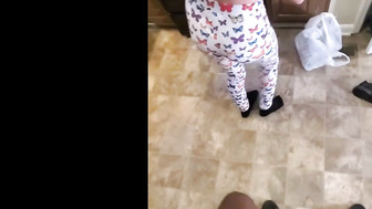 Sexy blond fucks BBC right after she came back from grocery