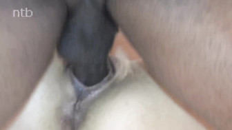 Skinny blond gets creampied by that thick black dick that fucked her bareback