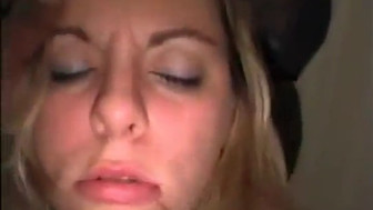 Chubby blonde fucked by black bulls