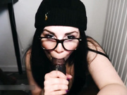 Slutty white teen sucking big black cock